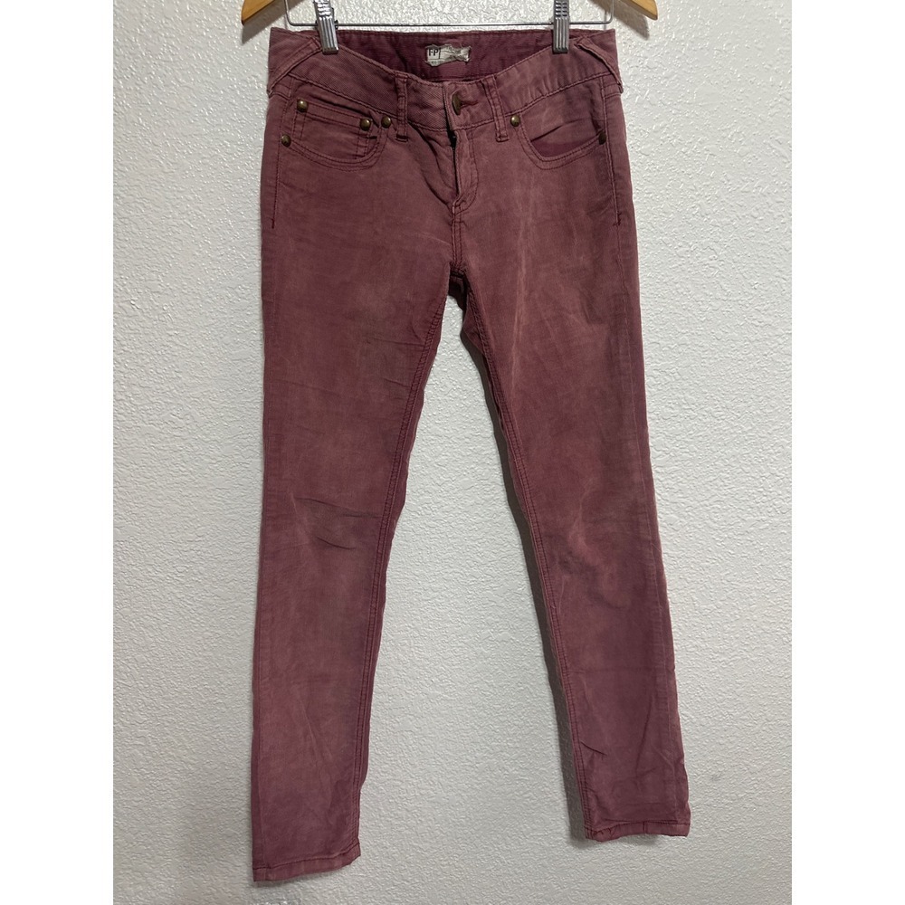 Free People Corduroy Pants Womens 28 Burgundy Wash Skinny Casual Jeans